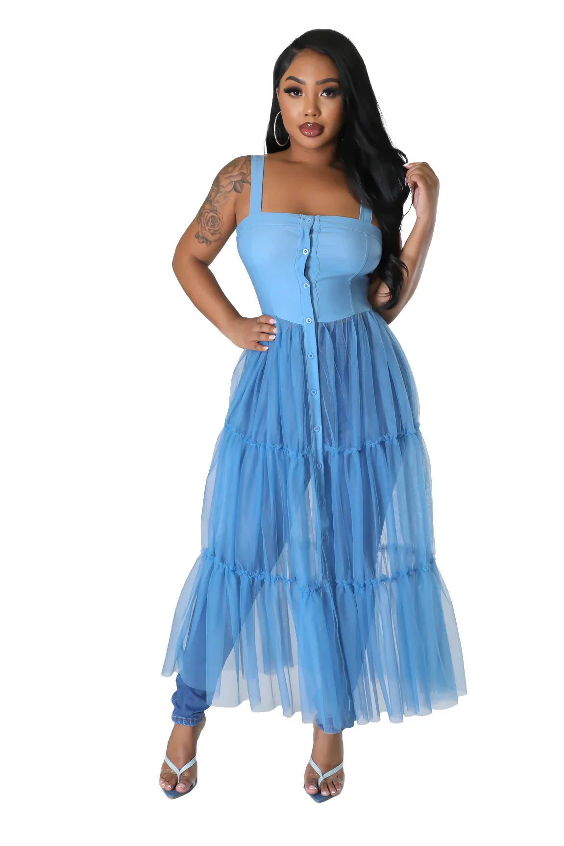 Button Up Tank Top &amp;amp; Tulle Skirt