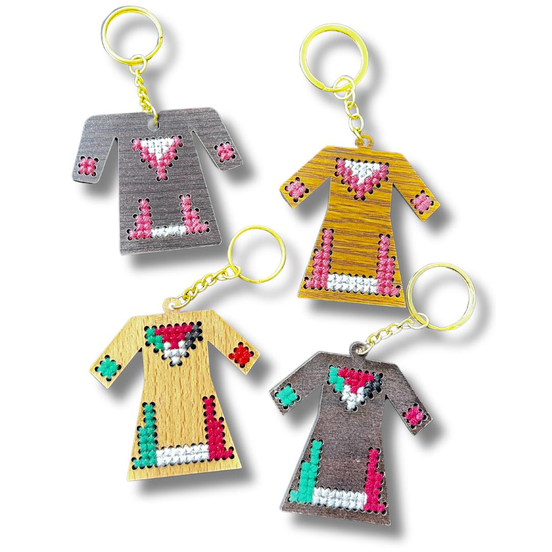 Assorted Dress-Shaped Wood with Tatreez Design