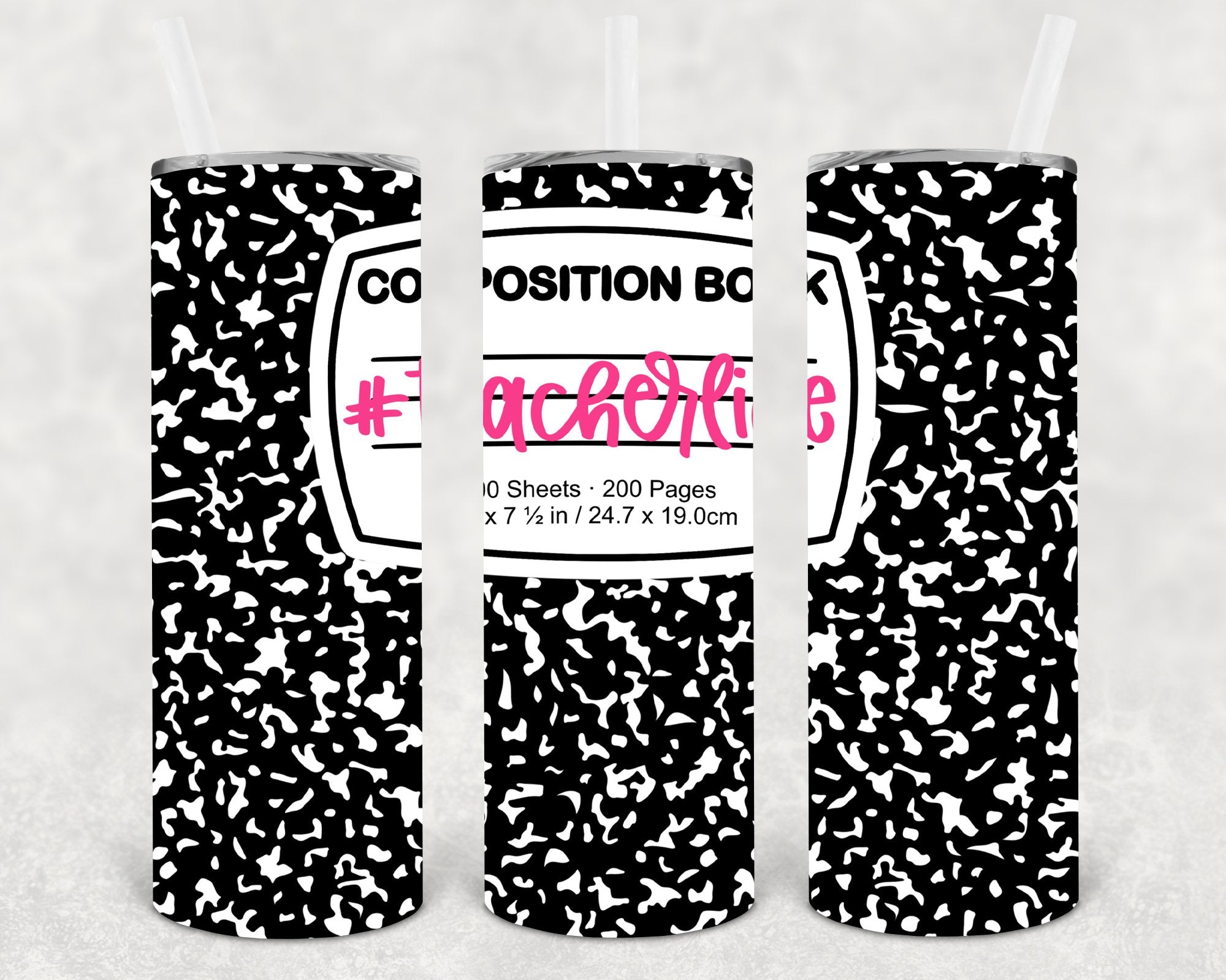 #teacherlife Composition Book 20 oz Skinny Tumbler