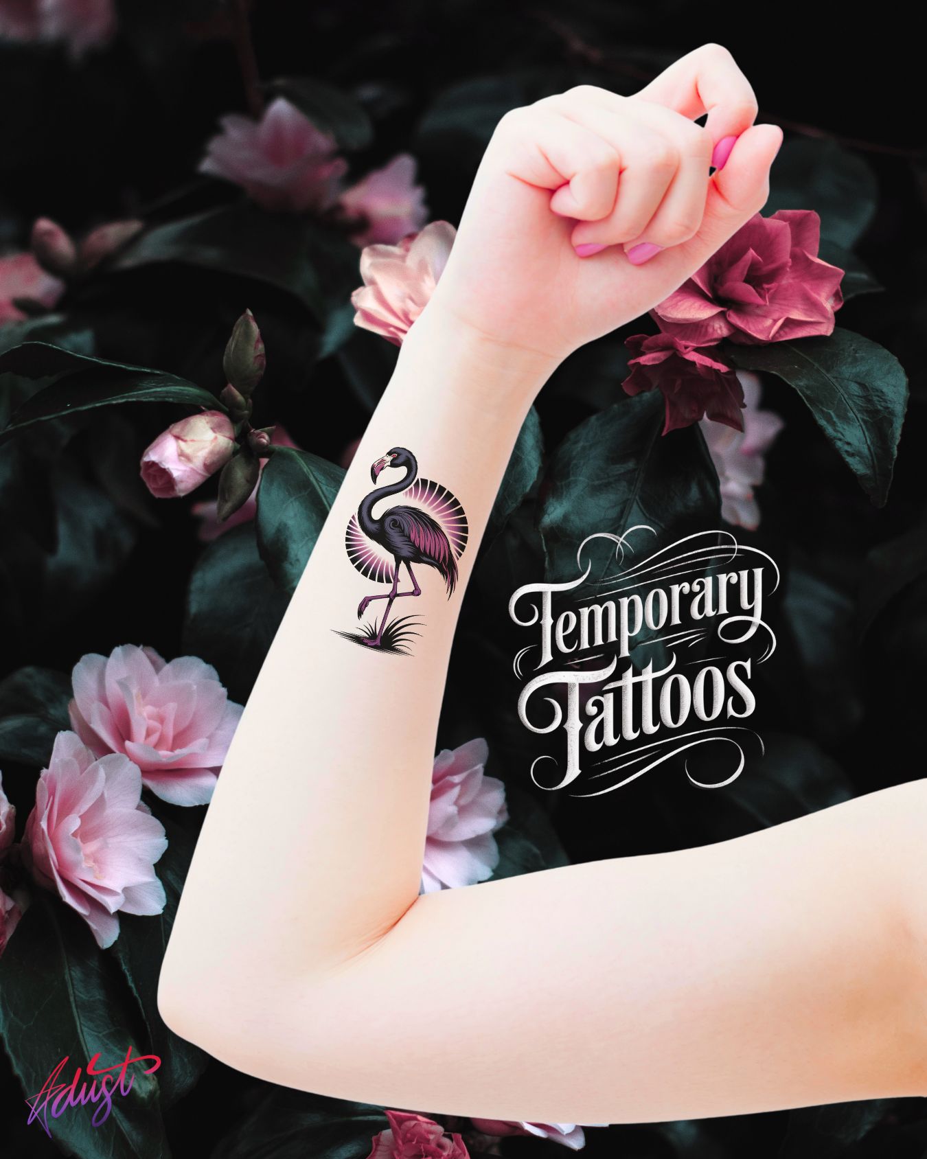 Jerry the Flamingo - 2&amp;quot; Temporary Tattoos