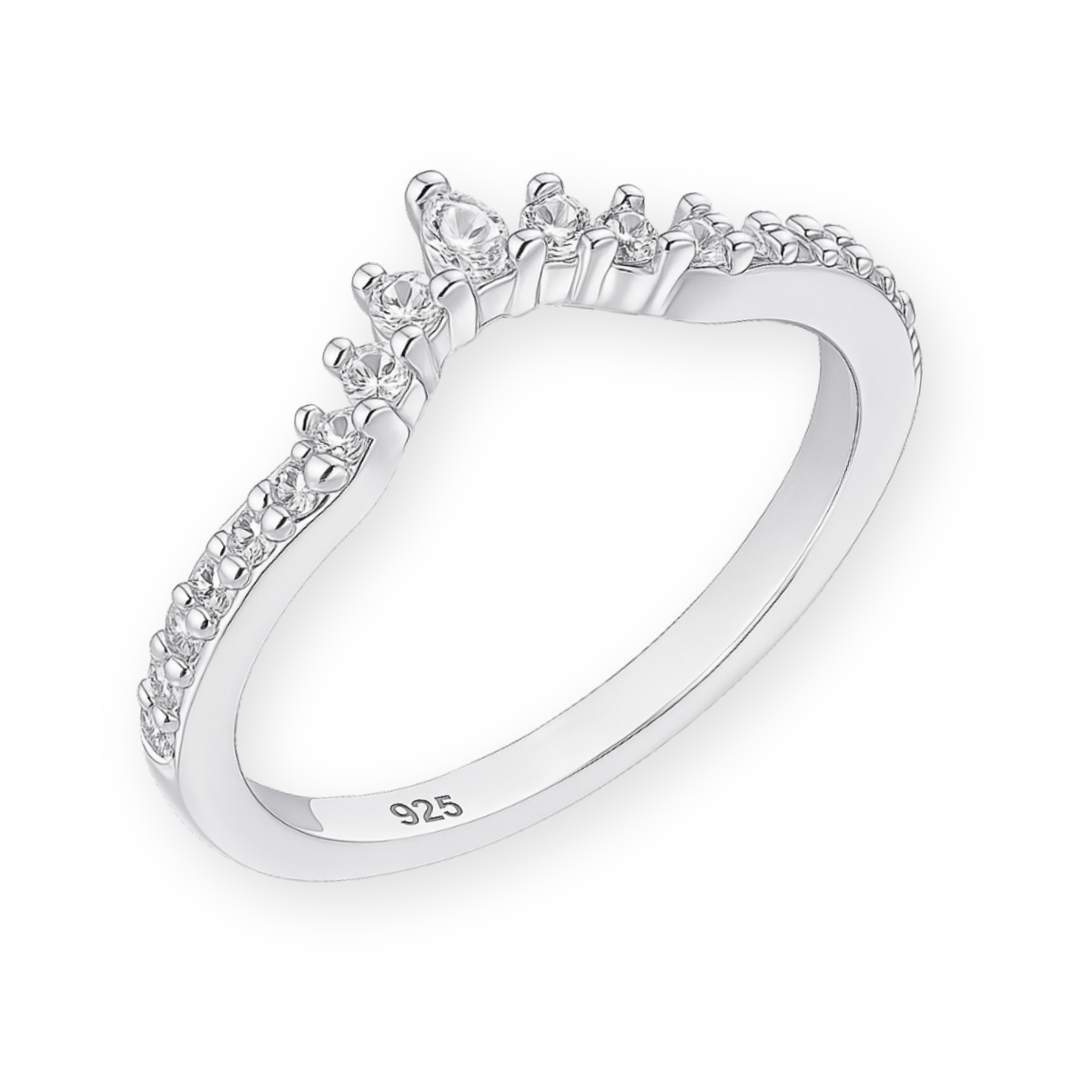 Curved Tear Drop 925 Sterling Silver Moissanite Stacking Women Wedding Band