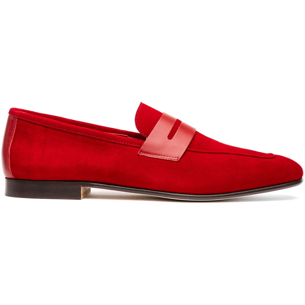 16-672-RED Tippa Suede &amp;amp; Calfskin Penny Loafers Red