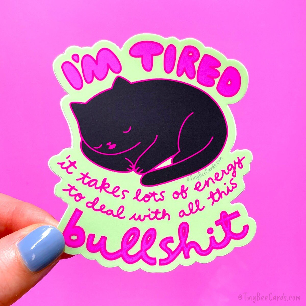 Tired of Bullshit Cat Vinyl Sticker