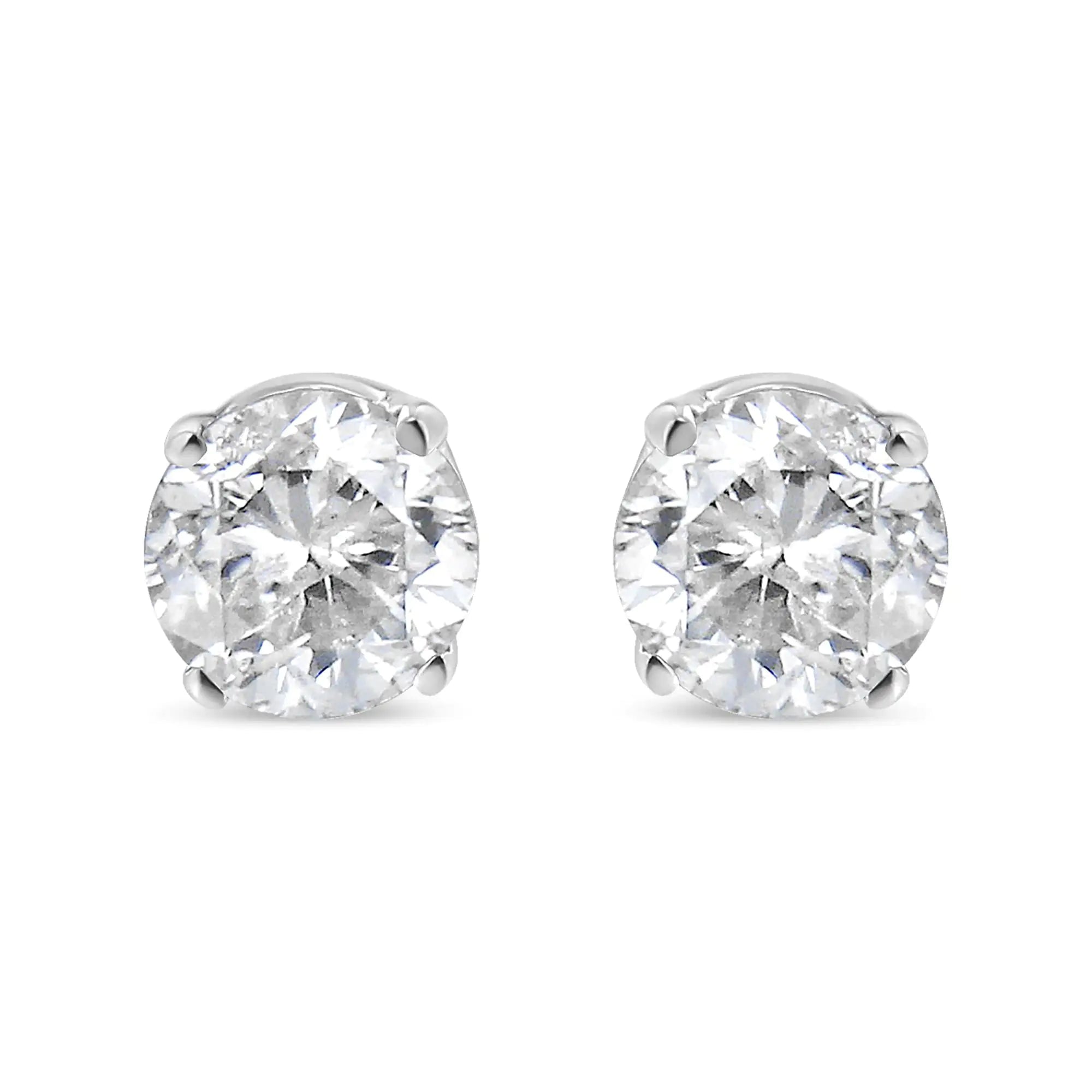 Style Loft Collection Brilliant-Cut 14K White Gold 5/8 Ctw Round Lab Grown Diamond Classic 4-Prong Push back Stud Earrings (F-G Color, VS1-VS2 Clarity)