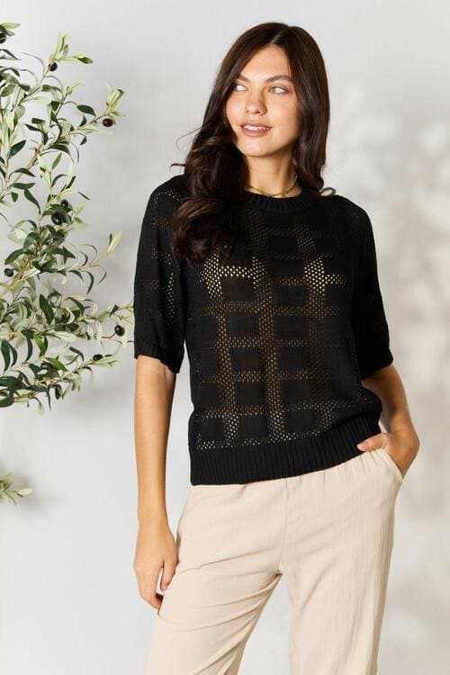 Trendsi Apparel - Chic ribbed knit top - round neck, versatile style