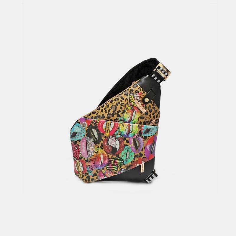 Vegan leather leopard crossbody bag