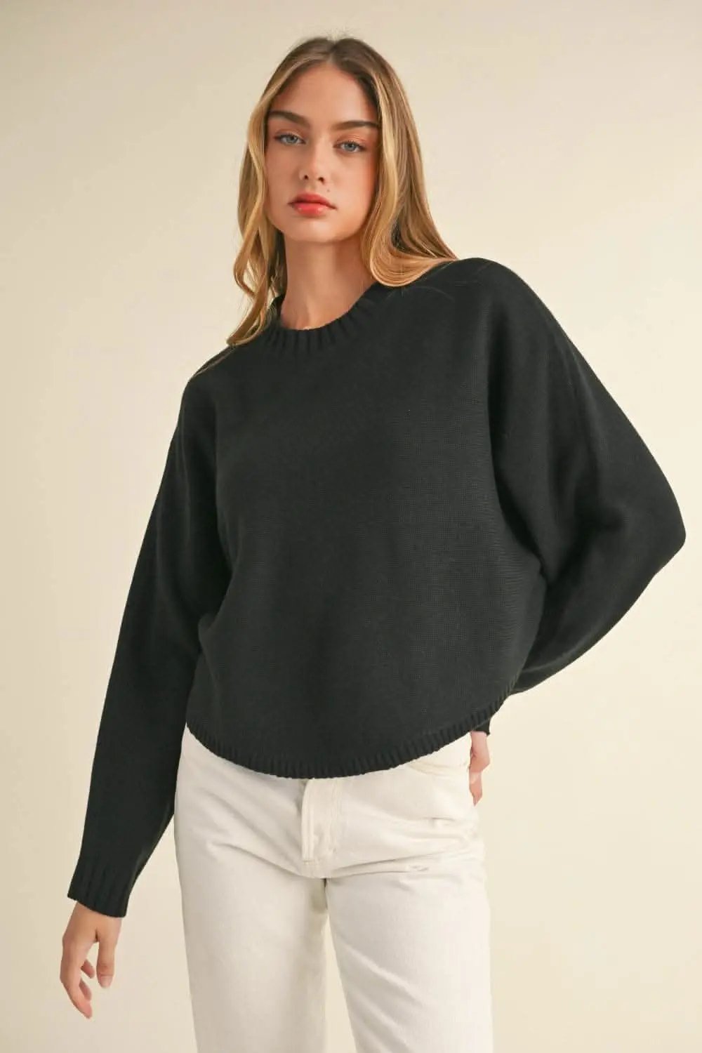 Trendsi Chic cropped dolman sleeve sweater - Premium Quality