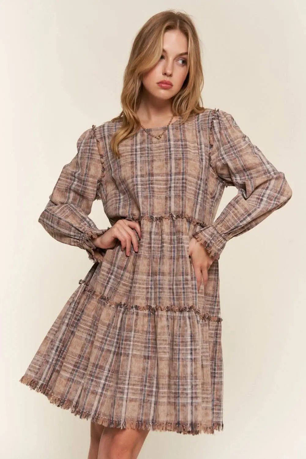 Trendsi Chic Plaid Tiered Dress by And The Why for Effortl