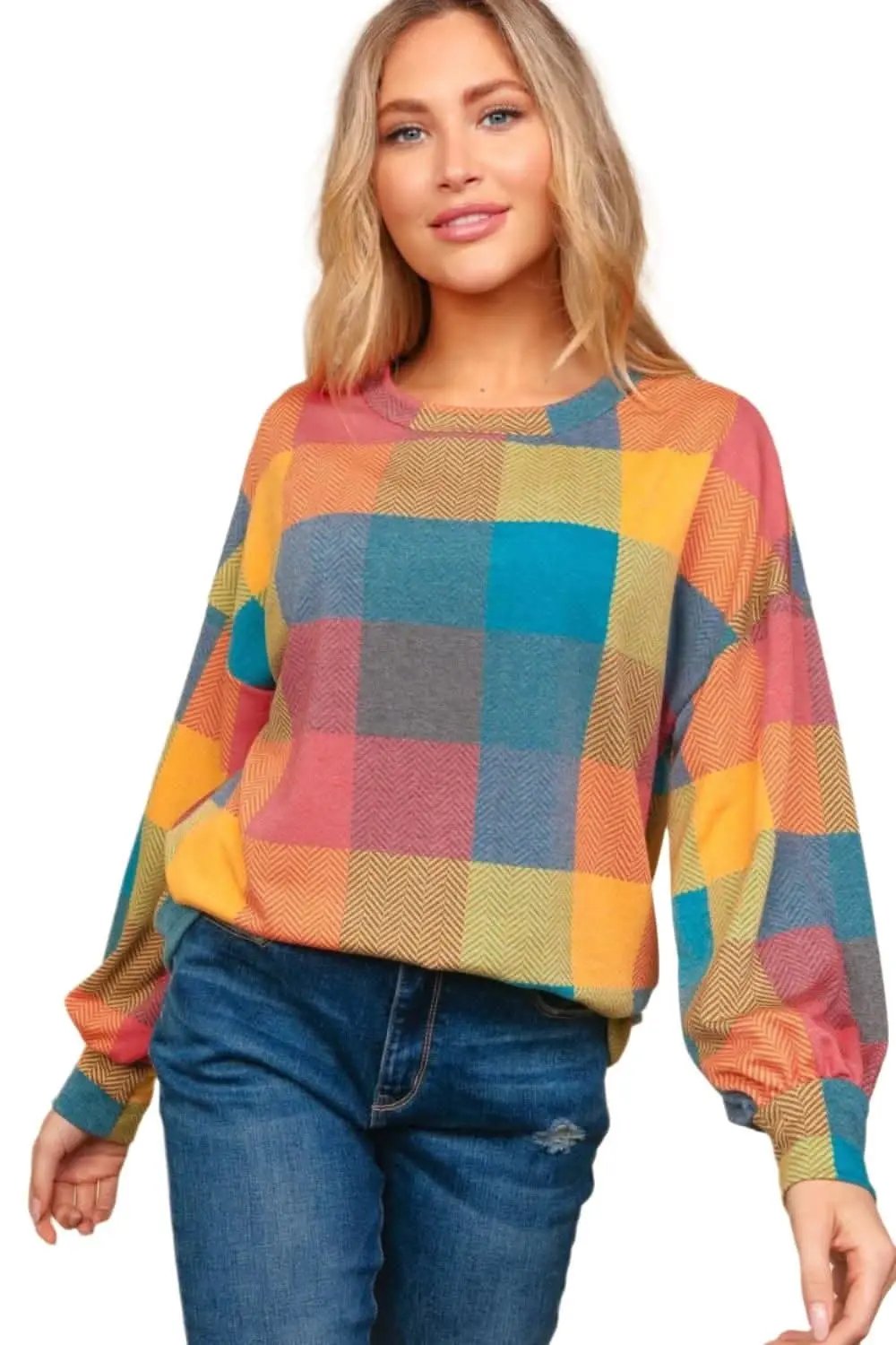 Trendsi Plaid Sweater Women&amp;#39;s Fall Layering Knit Top: Cozy &amp;amp; Stylish
