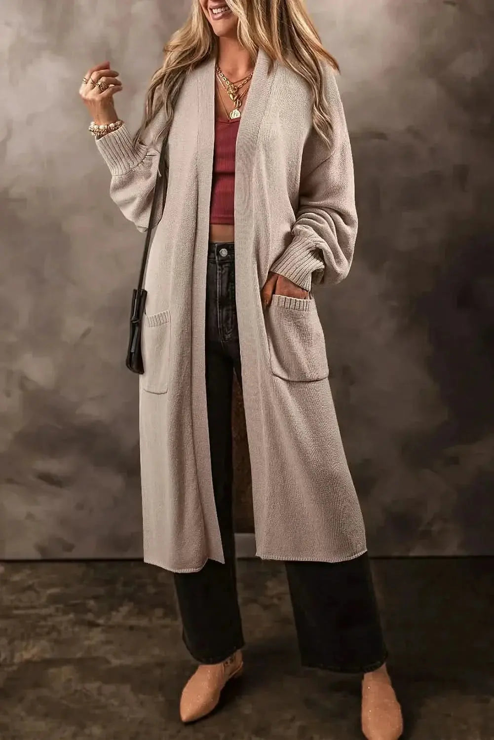 Trendsi Cozy Cardigan Women&amp;#39;s Long Sleeve Knit with Pockets Comfortable Layering