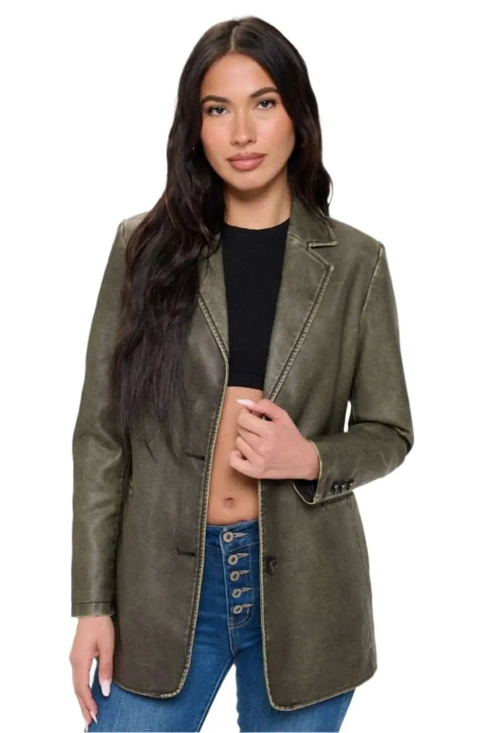 Trendsi Chic vegan leather blazer, ethical style