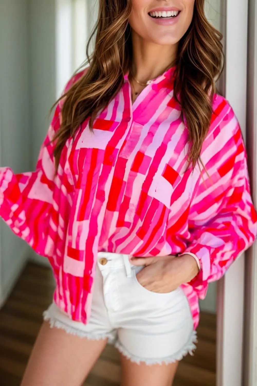 Trendsi Chic color block long sleeve shirt