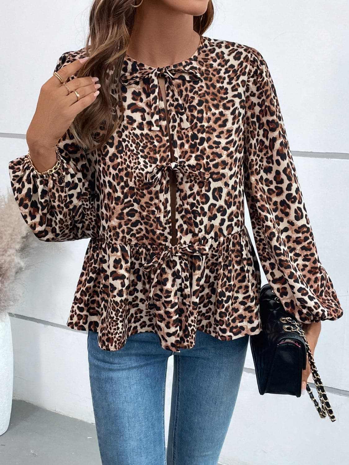 Trendsi Chic long sleeve peplum top