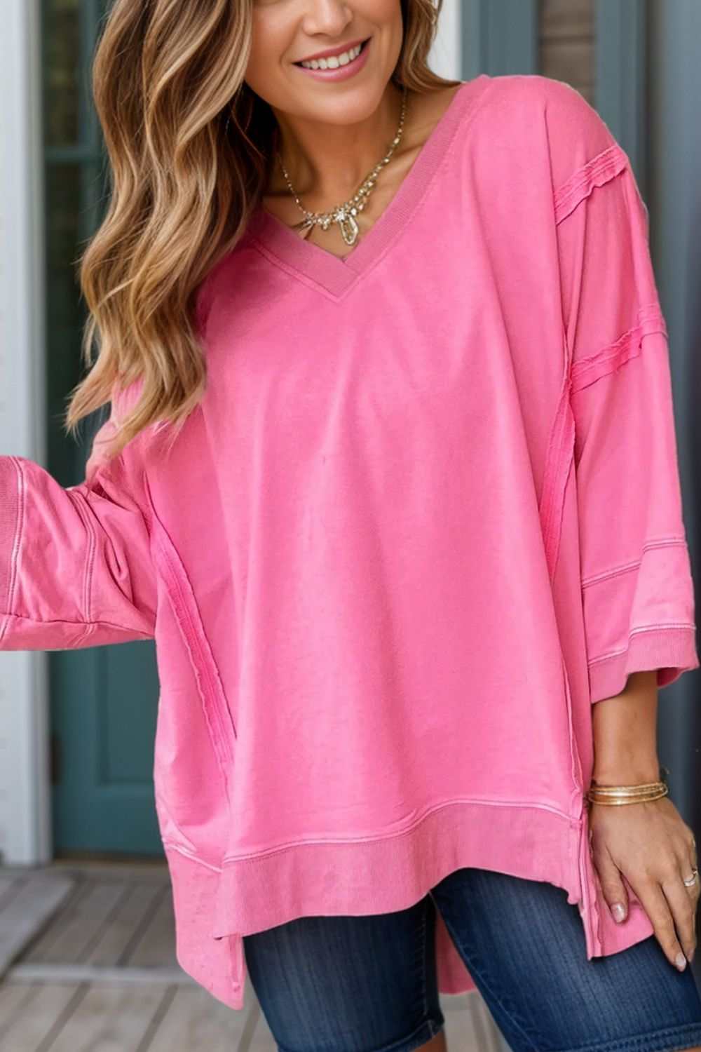 Shirts - Chic high-low v-neck blouse - Premium Quality