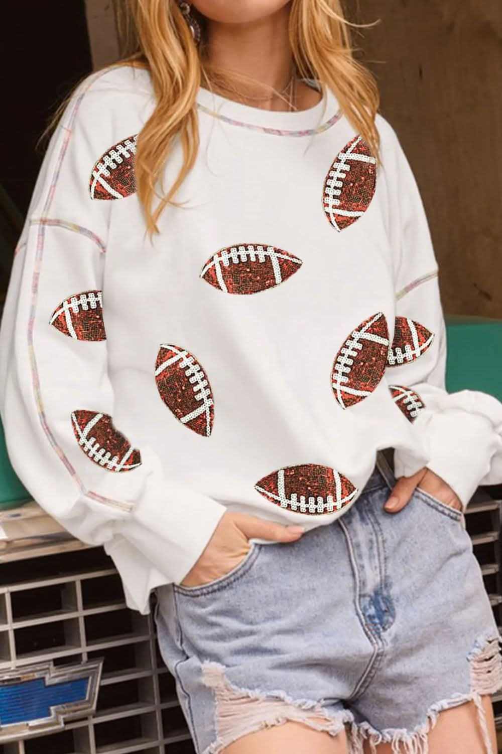Sequin football sweatshirt - long sleeve