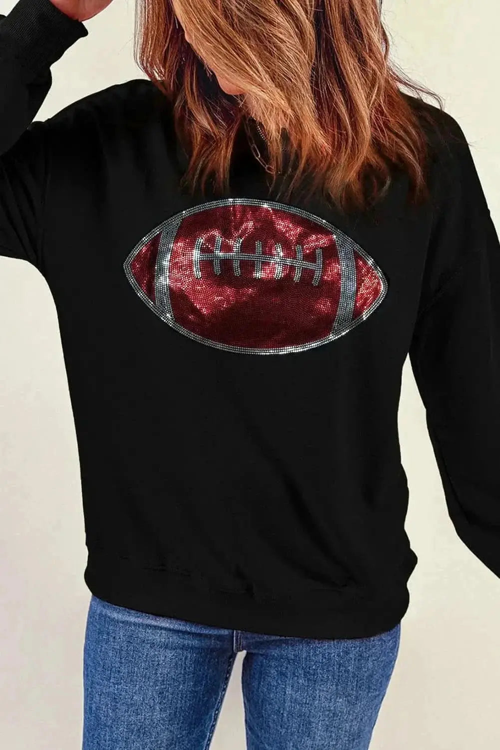 Trendsi Sequin football long sleeve top