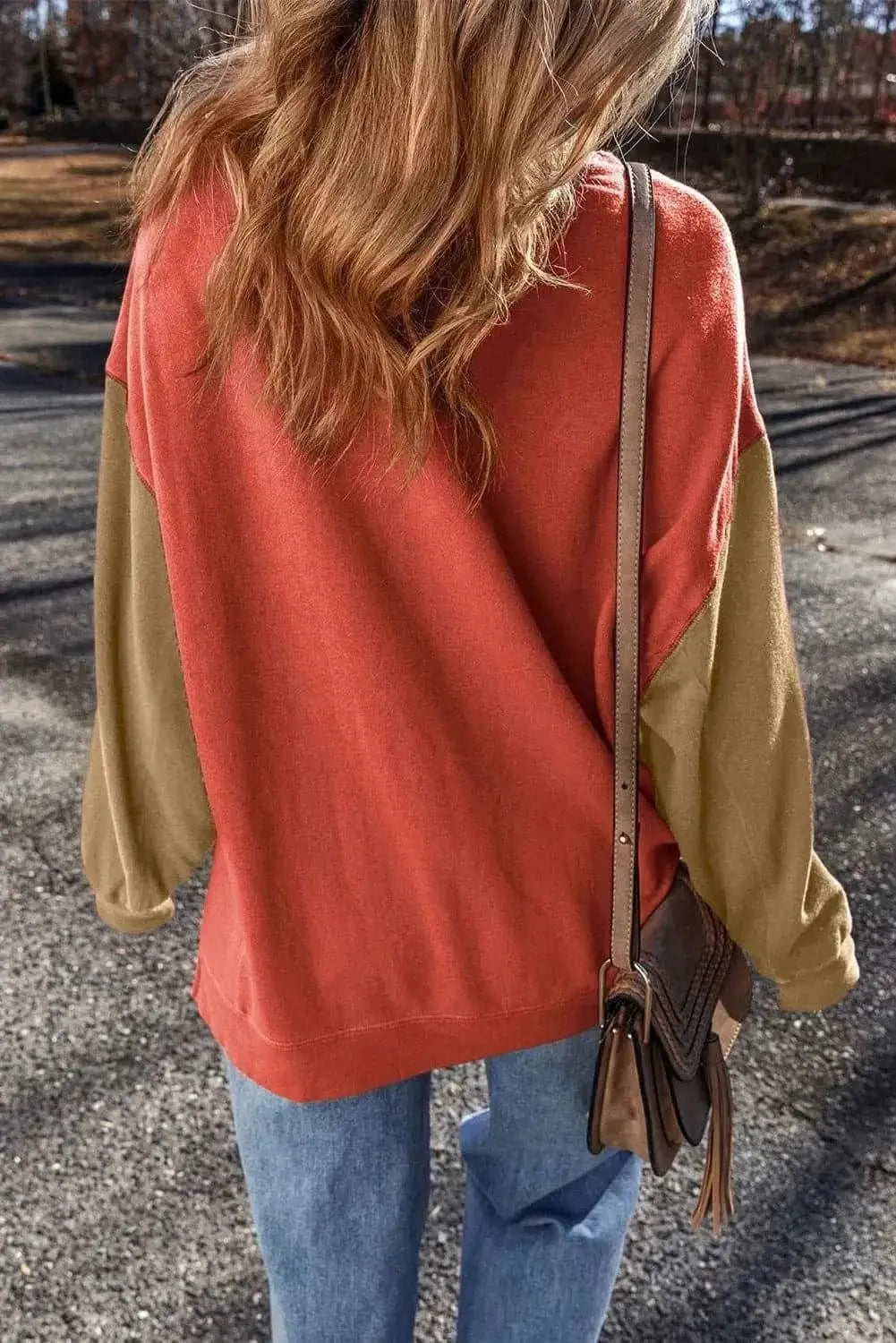 Trendsi Color-blocked long sleeve sweatshirt