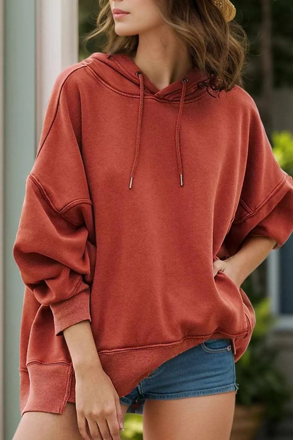 Trendsi Casual chic dropped shoulder hoodie