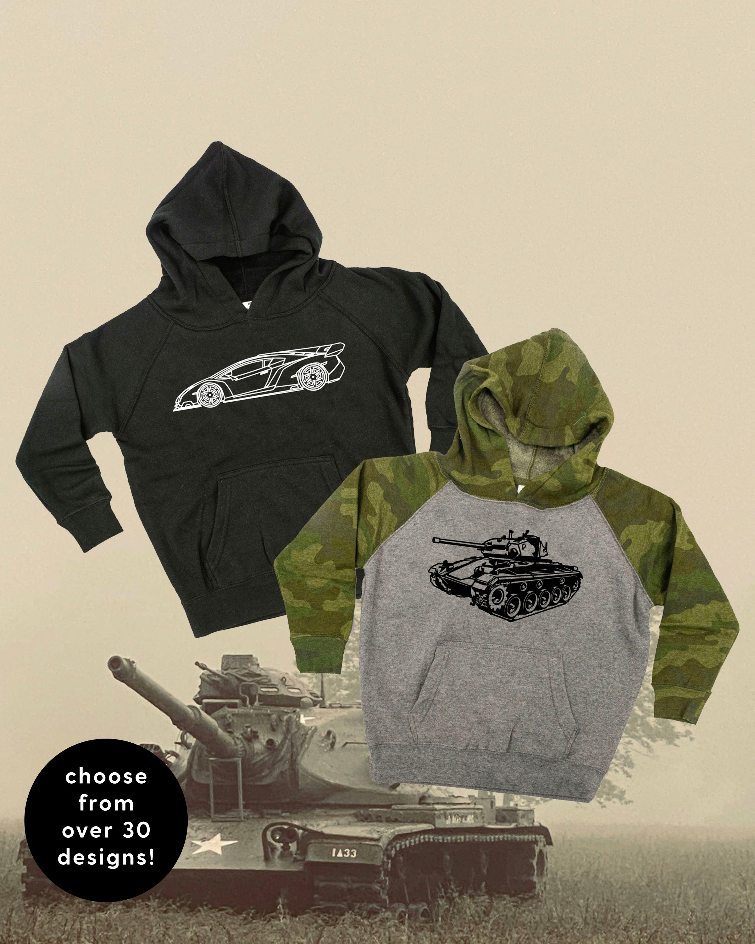 Trucks N&amp;#39; Things Minimalist Design - (Choose Your Vehicle) - Child Hoodie