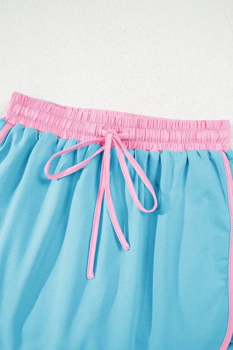 Love Salve Turquoise Set Women&#39;s Daily Casual T-Shirt &amp; Skort Set | Colorblock, Summer