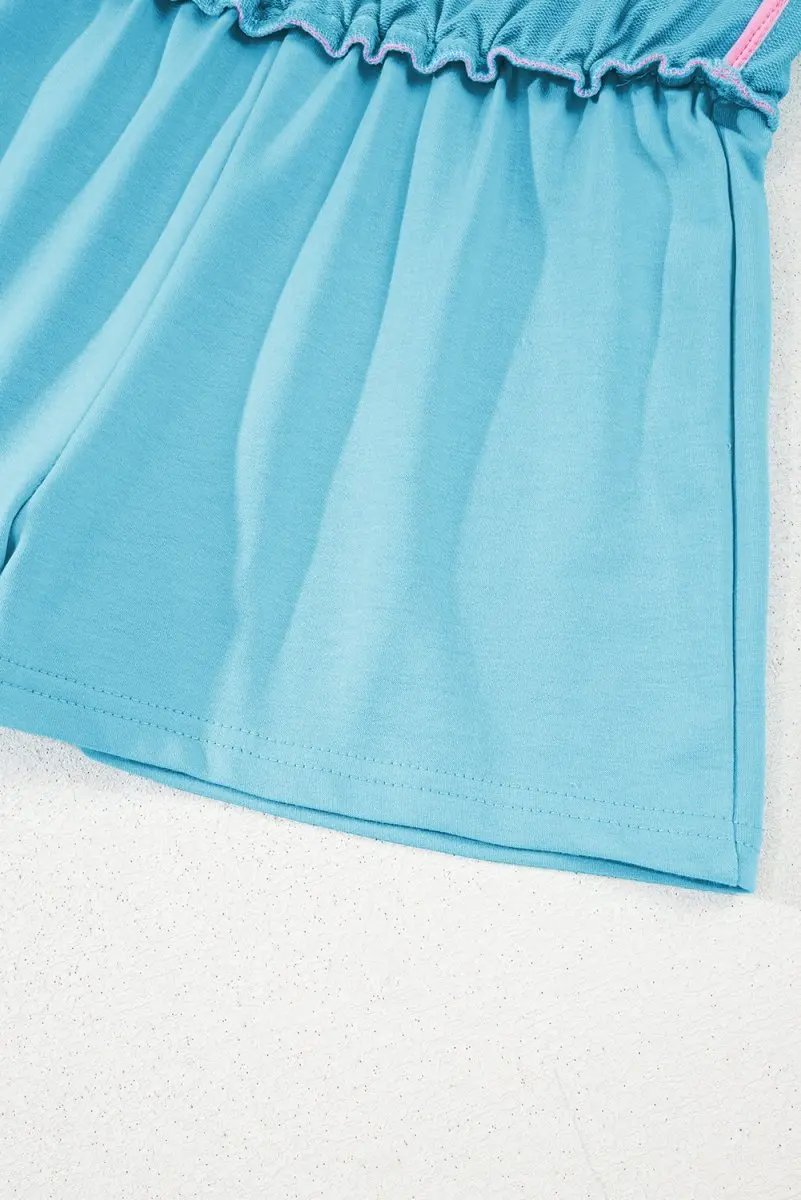 Love Salve Turquoise Set Women&#39;s Daily Casual T-Shirt &amp; Skort Set | Colorblock, Summer