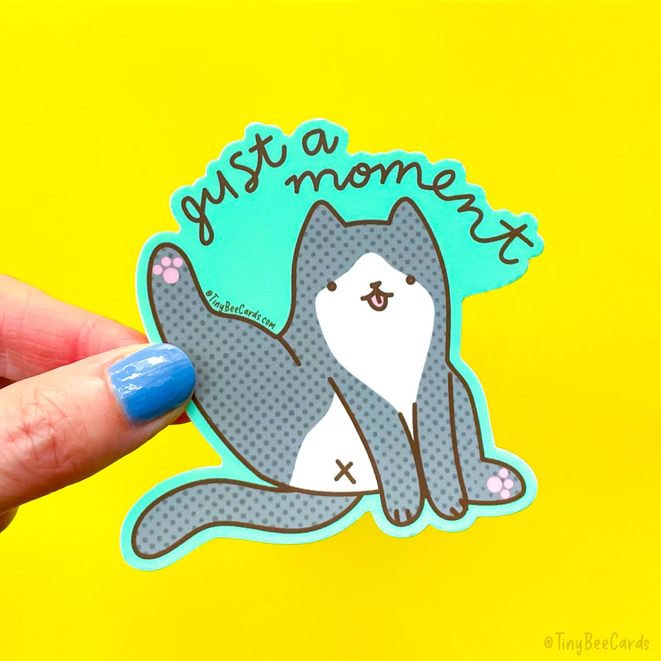 Tuxedo Cat Butt Vinyl Sticker &amp;quot;Just a Moment&amp;quot;