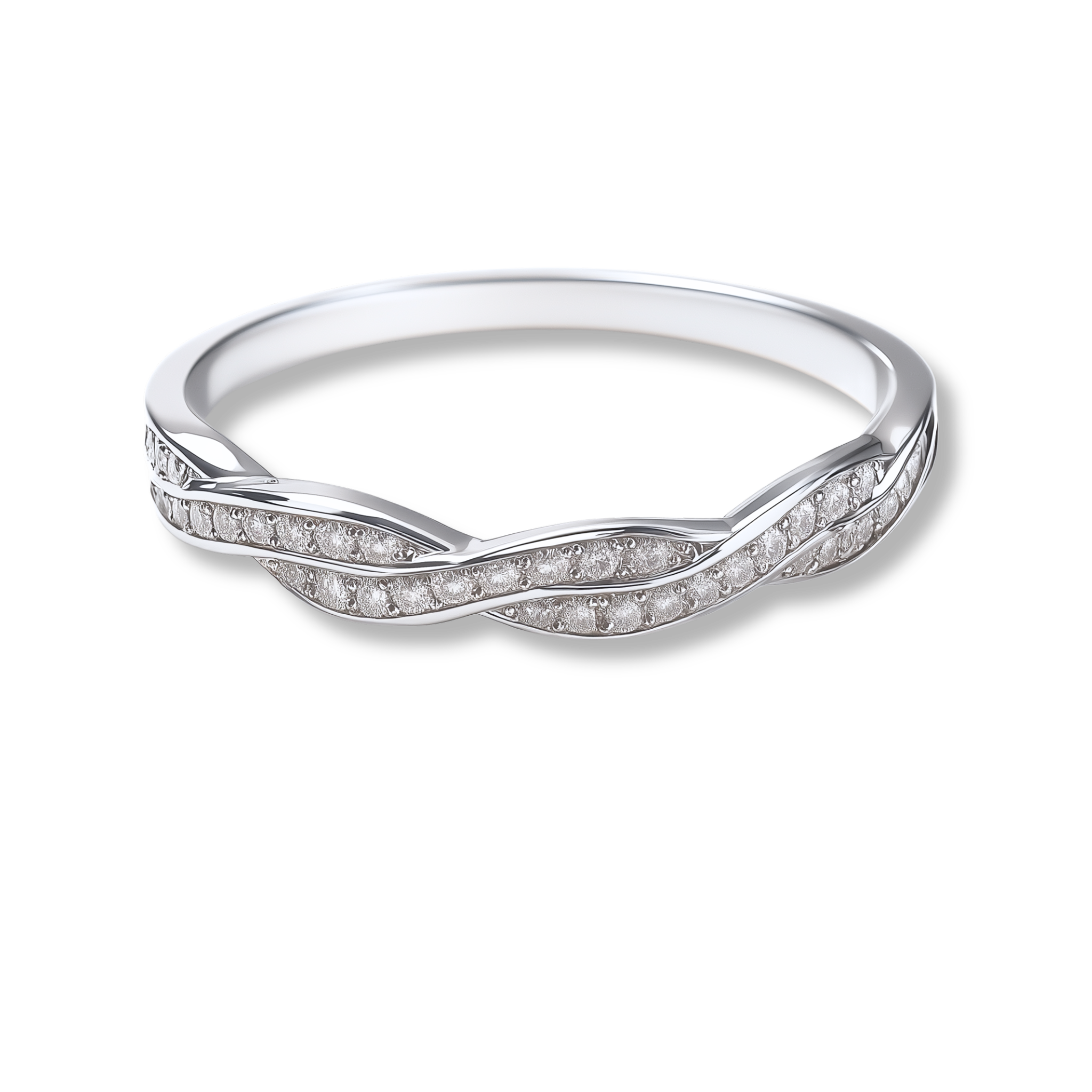 925 Sterling Silver Moissanite Twist Stackable Women Band