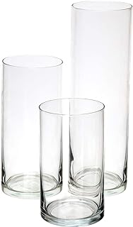 Glass Cylinder Pillar Candle Holders - 3 Set