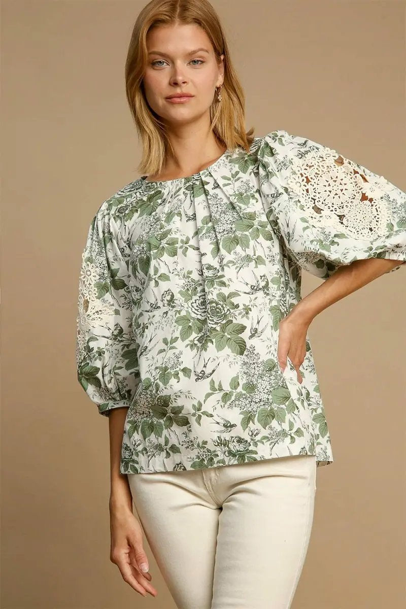 Floral Lace Blouse Women&amp;#39;s Casual Top USA Shipped