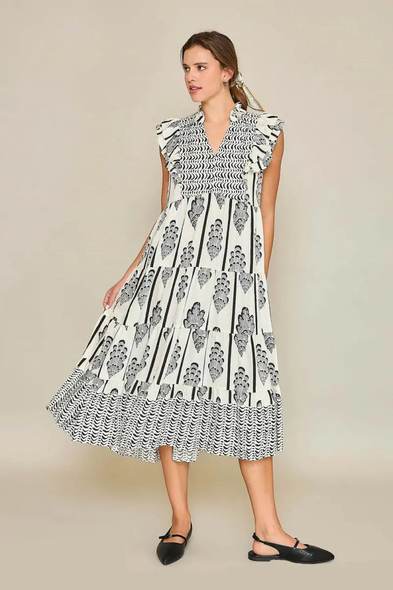 Print Midi Dress Women&amp;#39;s Plus Size Casual Dress Flowy, USA Made