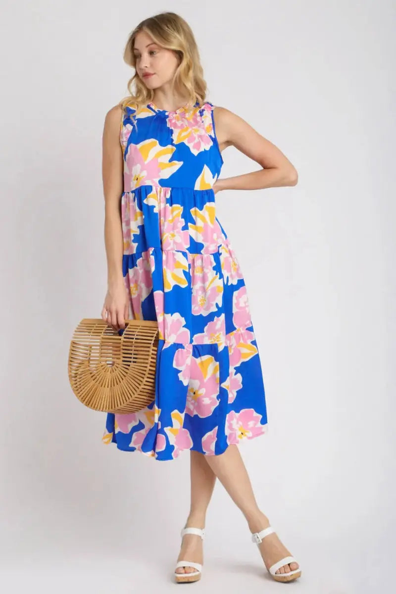 Floral Midi Dress Women&amp;#39;s Casual Summer Tank Dress Lightweight, Tiered