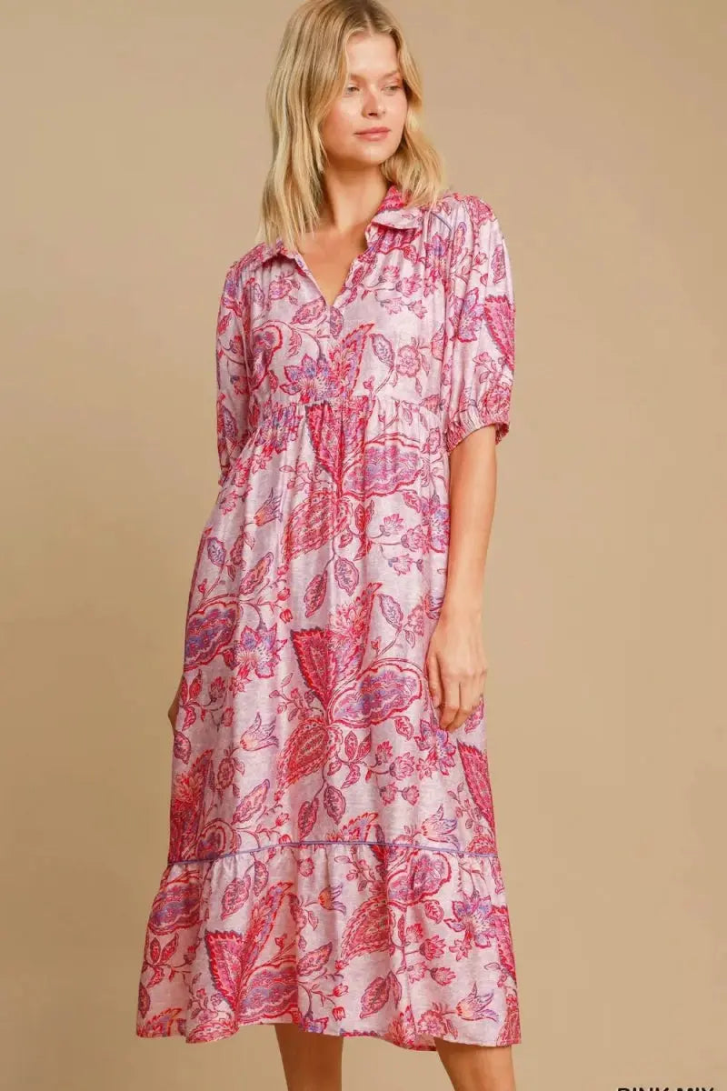 Paisley Dress Women&amp;#39;s Plus Size Casual Ruffle Hem Flowy Dress