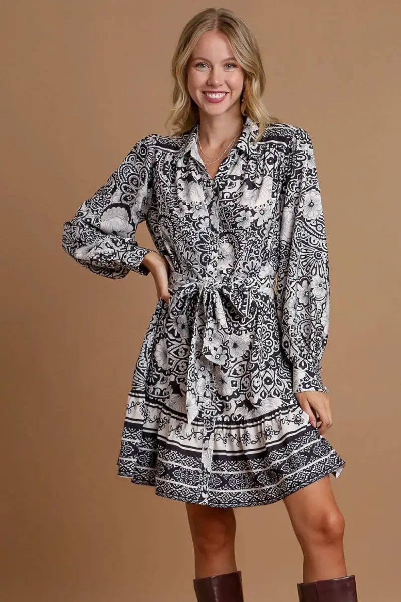 Floral Mini Dress Women&amp;#39;s Casual Summer Dress Tie Waist, Plus Size