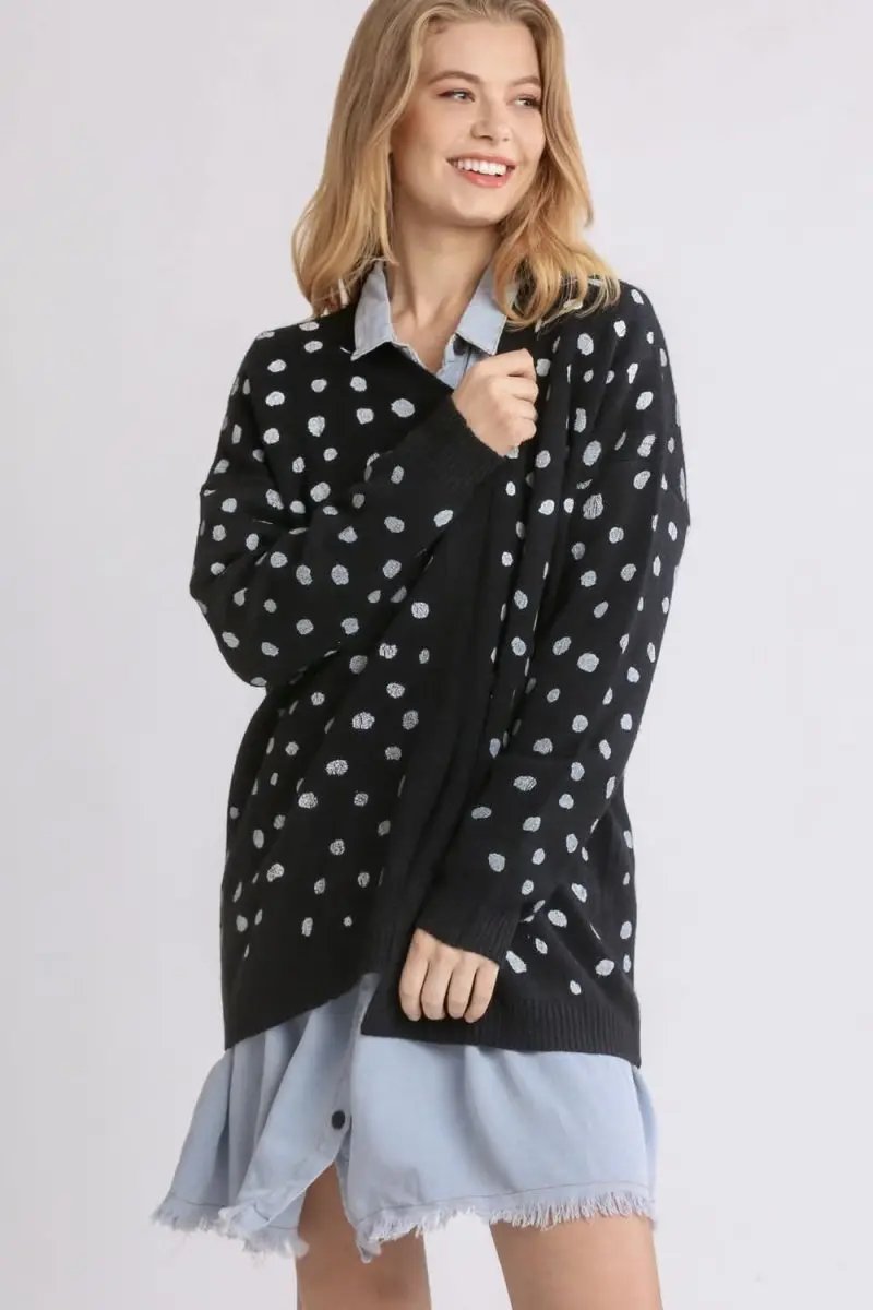 Trendsi Polka Dot Cardigan Women&amp;#39;s Open Front Layering Lightweight Cardigan