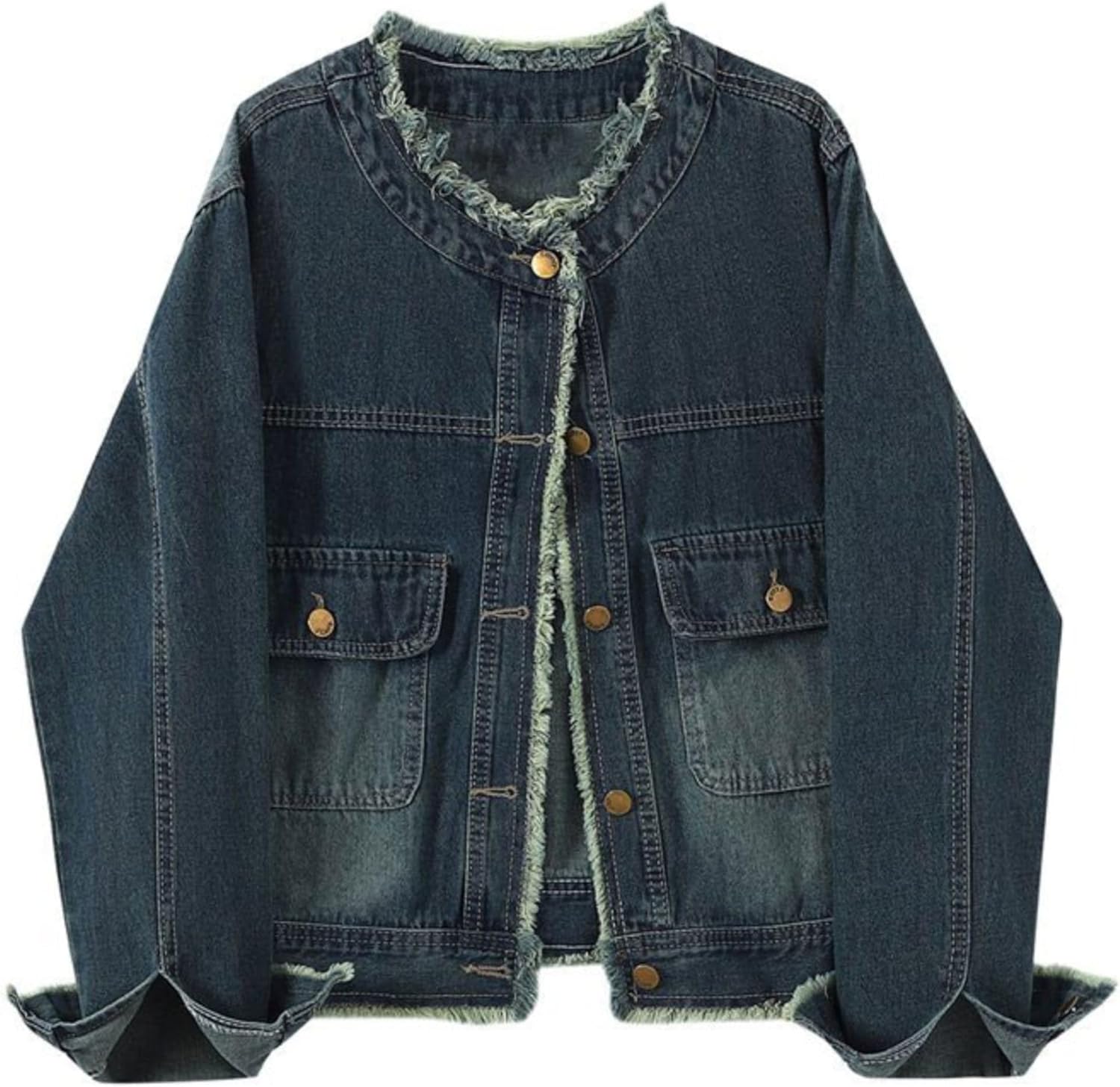 Unilexi Womens Vintage Denim Jacket Distressed Jean Jacket Cute Boyfriend Fall Denim Outfit