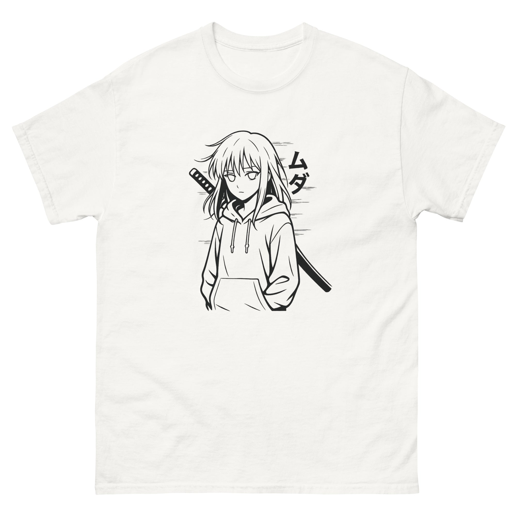 Anime Katana Hoodie Girl Line Art Tee