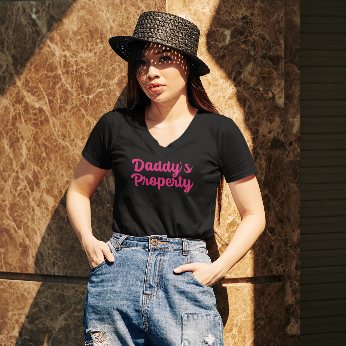 Daddy&amp;#39;s Property Unisex Short Sleeve V-Neck T-Shirt