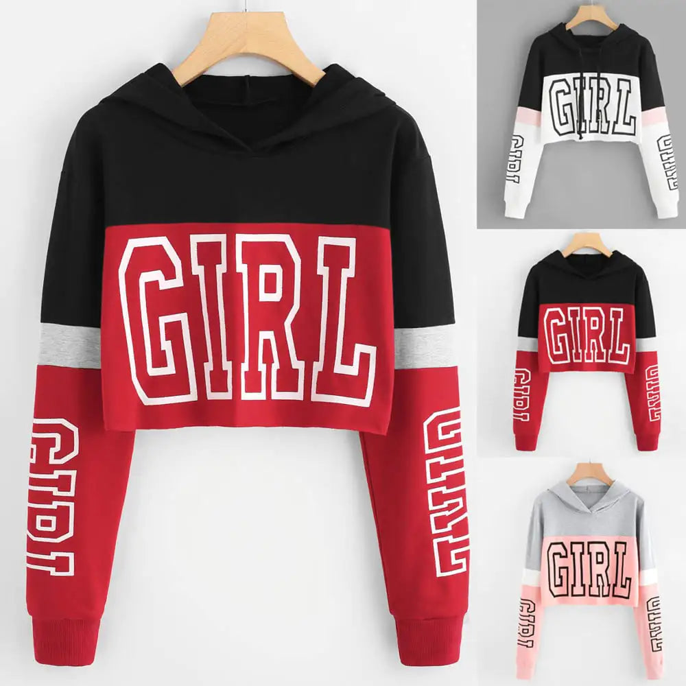 Style Loft Collection Girl Season Crop Top Hoodie Sweatshirt for Women