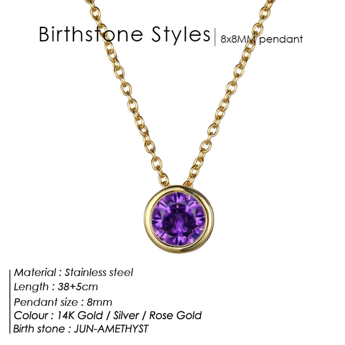 Style Loft Collection Stainless Steel Birth Gemstone Necklace