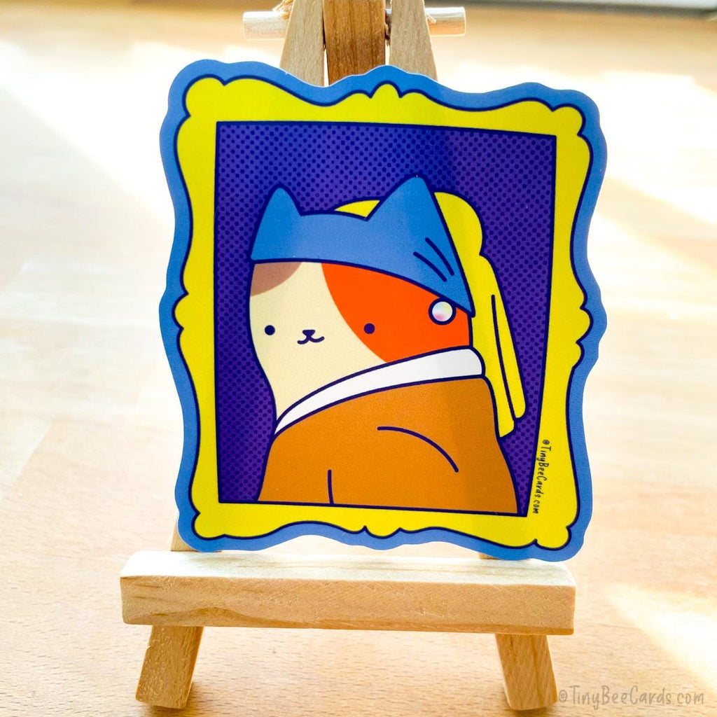 Vermeer Cat Girl with Pearl Earring Vinyl Sticker - RaeJais