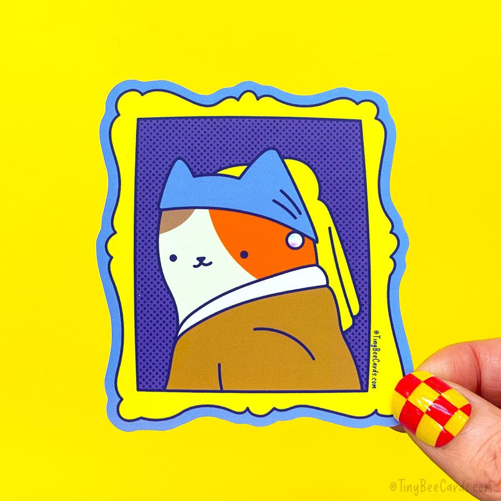 Vermeer Cat Girl with Pearl Earring Vinyl Sticker - RaeJais