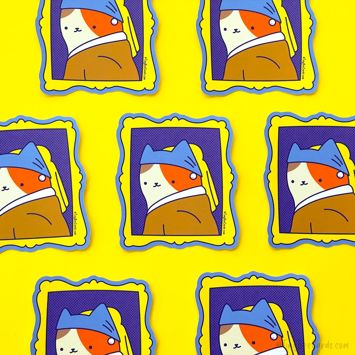 Vermeer Cat Girl with Pearl Earring Vinyl Sticker - RaeJais