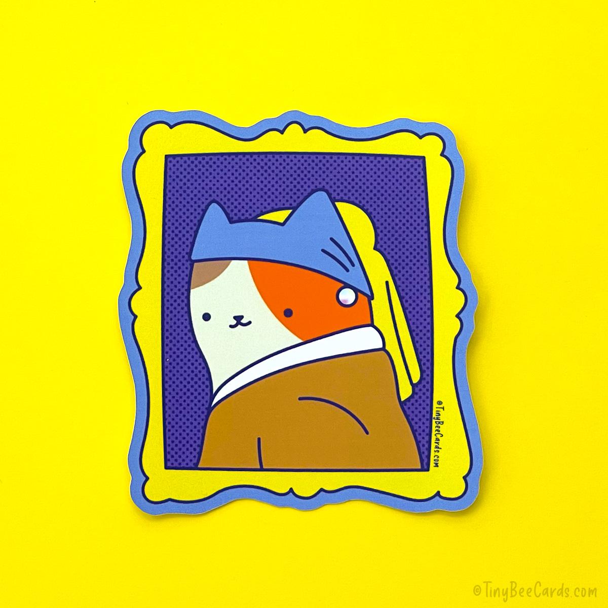 Vermeer Cat Girl with Pearl Earring Vinyl Sticker - RaeJais