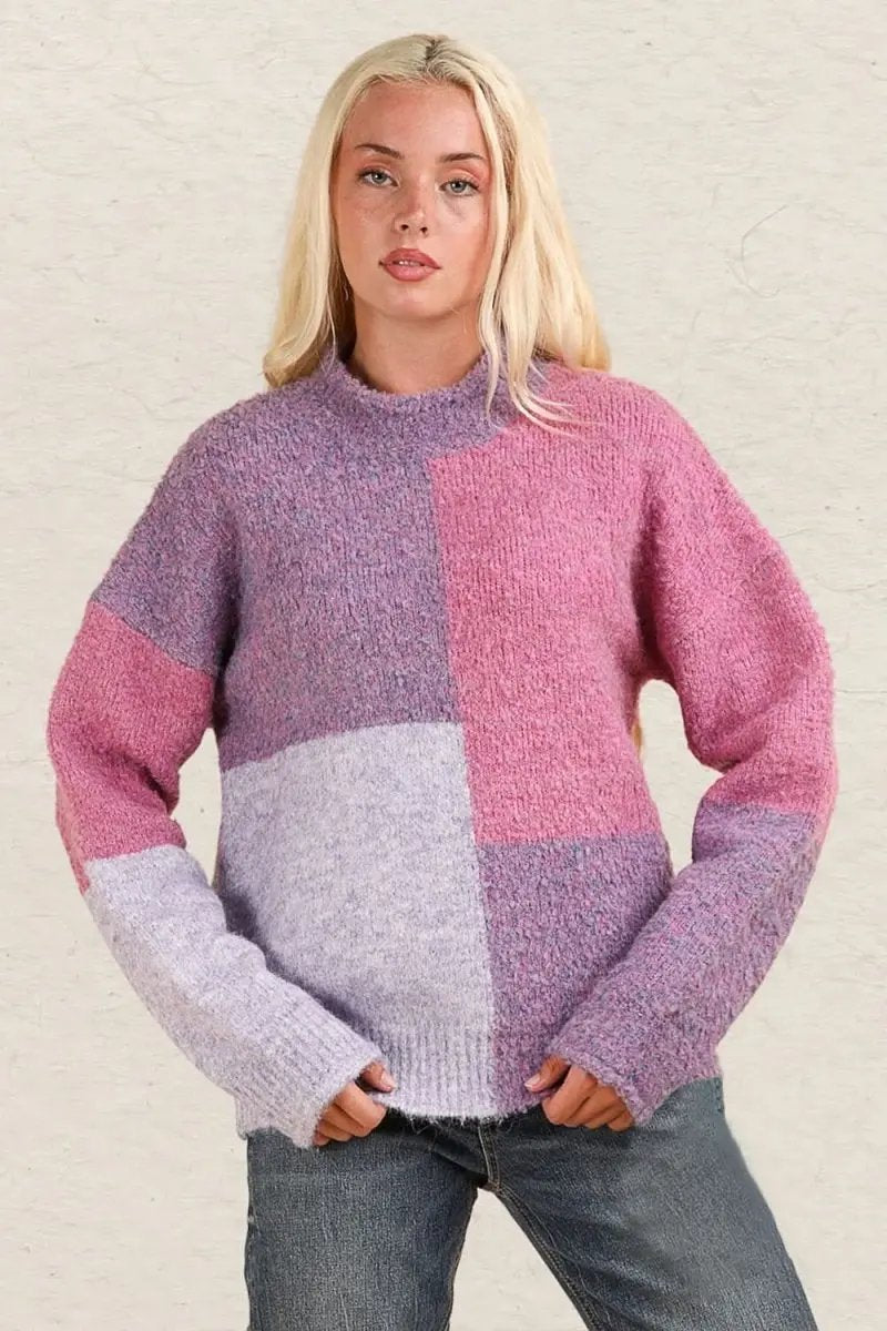 Trendsi Color Block Sweater Women&amp;#39;s Fall Fashion Knit Top Soft &amp;amp; Cozy