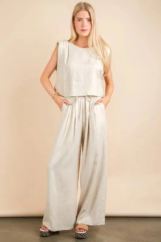 Woven Top &amp;amp; Pants Set Women&amp;#39;s Two Piece Set USA Shipped!