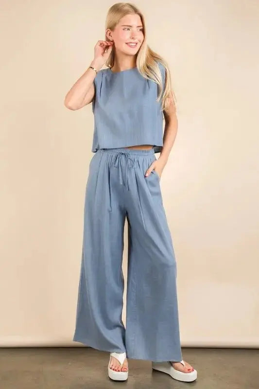 Trendsi Woven Top &amp;amp; Pants Set Women&amp;#39;s Two Piece Set USA Shipped!