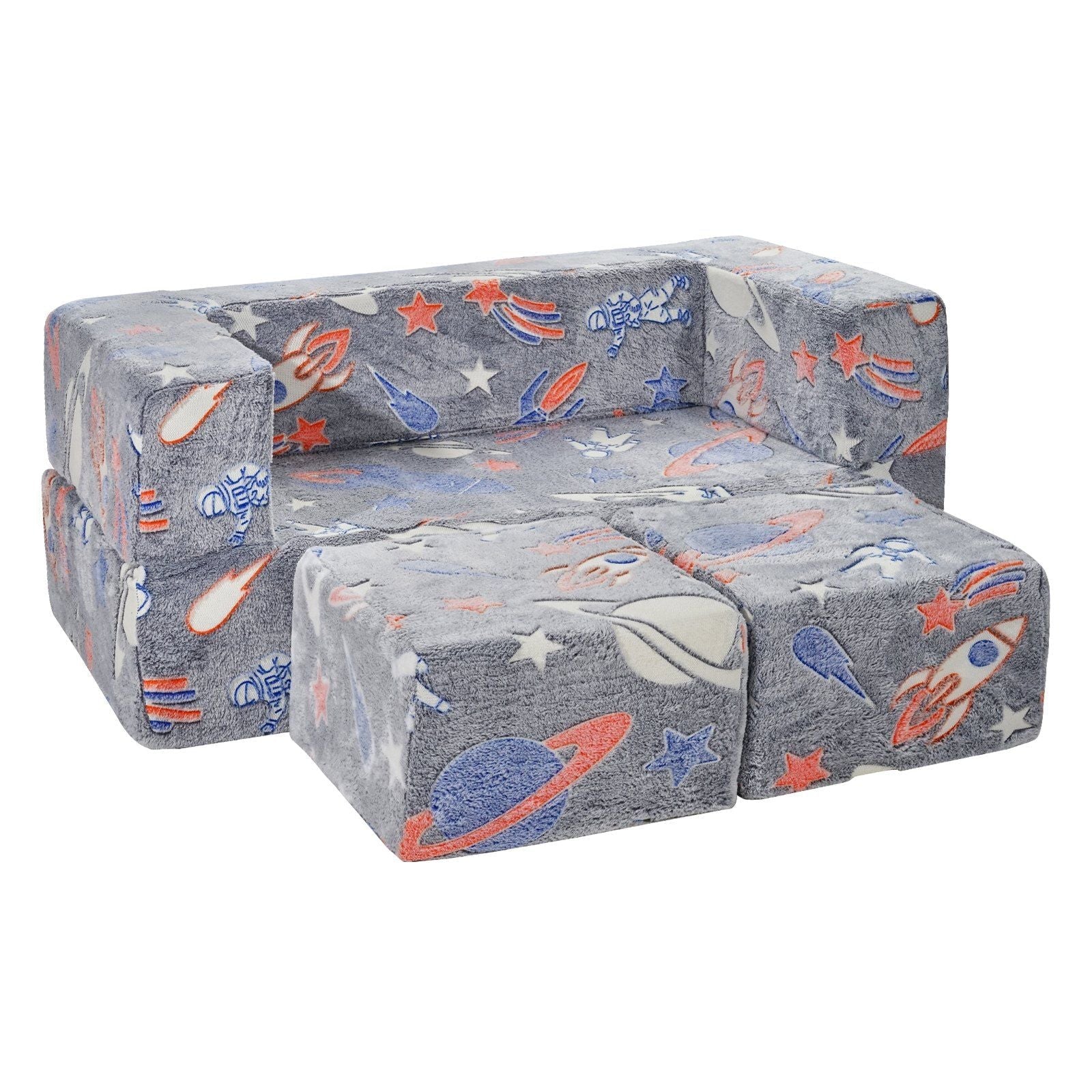 VEVOR Kids Couch, 4Pcs Toddler Couch Sofa Bed, Kids Chair Seat Playroom Furniture, Child Sectional Sofa with Removable Cover for Kids Girls &amp;amp; Boys, Dark Grey