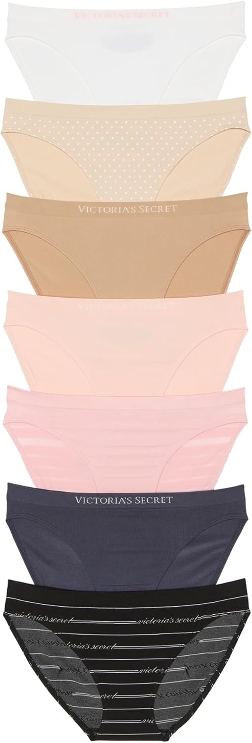 Victoria&amp;#39;s Secret Women&amp;#39;s Seamless Bikini Underwear, Moderate Coverage Panties for Women, Multi Pack (XS-XXL)
