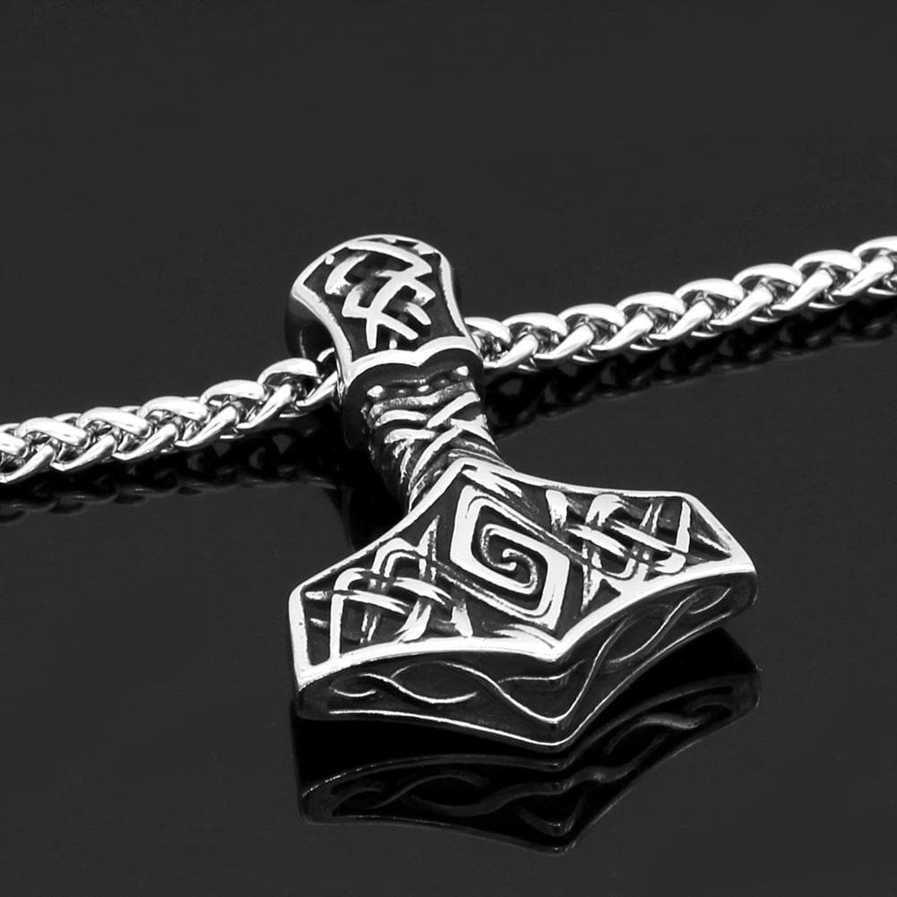 Vikings Thor&amp;#39;s Hammer Stainless Steel Necklace