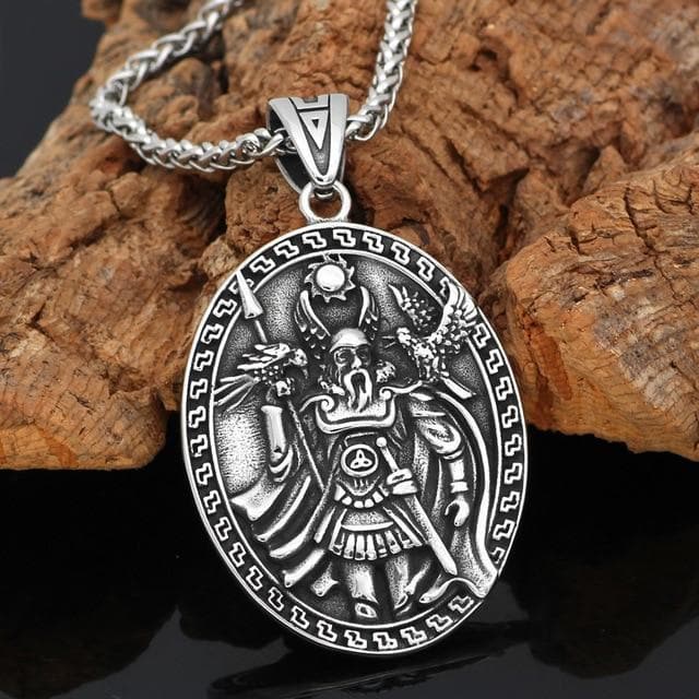 Vikings Odin Ravens, Geri &amp;amp; Freki Stainless Steel Pendant Necklace
